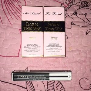 2 brand new two faced foundation& Clinique mascara